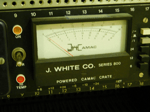 Close-up of the J WHITE CO. meter. It has 5 different scales- above the scale marks, to 56 and to 4, and below, to 32, 16, and 8.